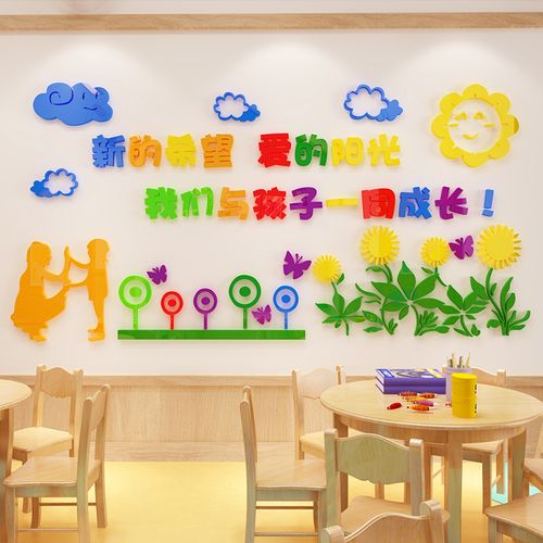 幼儿园理念墙3d立体墙贴培训辅导班教室墙面装饰教师办公室文化墙