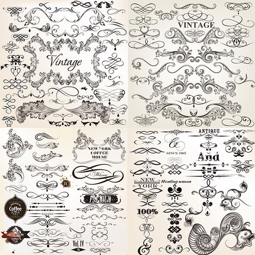 w7686 ai矢量图华丽欧式复古装饰条纹花纹边框分割符图形设计