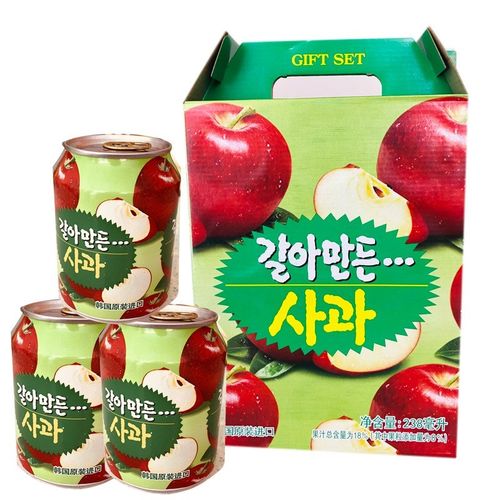 海太韩国进口海太苹果果粒果汁饮料238ml*12瓶装