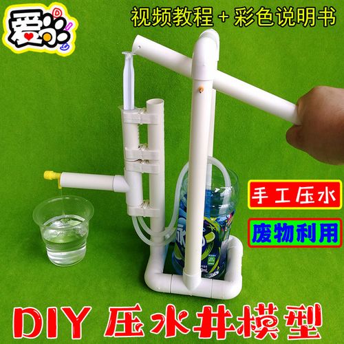 废旧材料创意手工小制作 diy压水井模型 自制抽水机 打水器小发明
