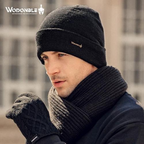 品牌帽子男冬天羊绒针织帽加厚保暖户外骑车毛线帽秋冬季男士帽子