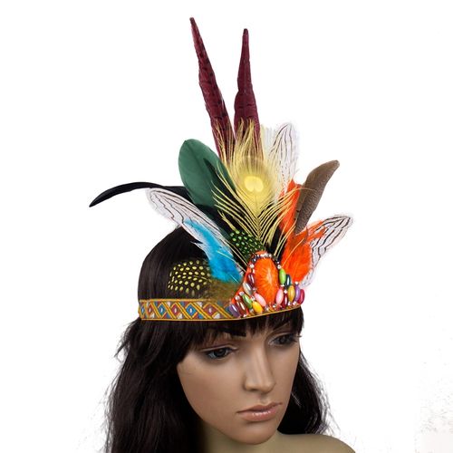 dy美洲印第安头饰羽毛发饰野人新款原创夸张发箍表演圣诞新年派对