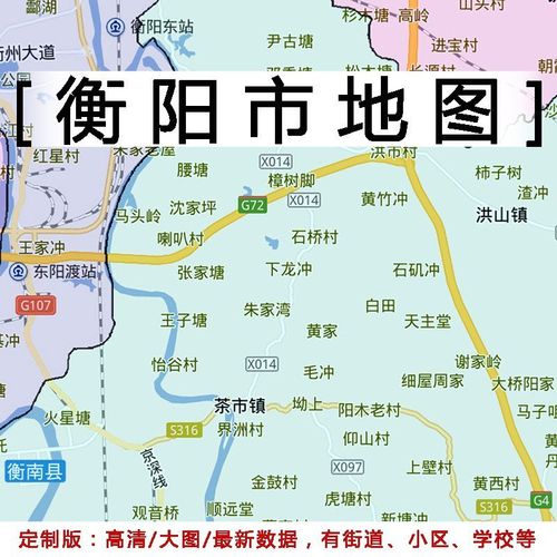 衡阳市地图贴图办公室挂图装饰画定制湖南衡阳行政交通地形图