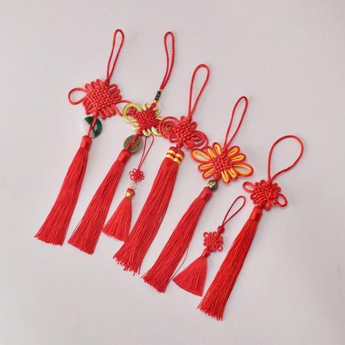 小号中国结流苏穗子红色6盘吉祥结家居盆栽装饰挂饰灯笼吊穗挂件