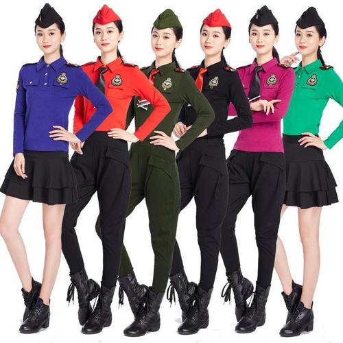 广场舞蹈水兵舞服装全新女套装新款秋季纯棉女上衣长袖演出服