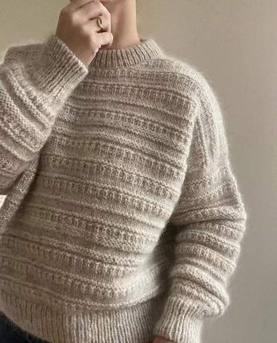 毛衣18# 女士套衫慵懒风落肩毛衣棒针文字说明解 非成品