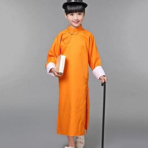新款小品女童长袍华服长衫袍子男孩儿童相声演出服装小学生快板表