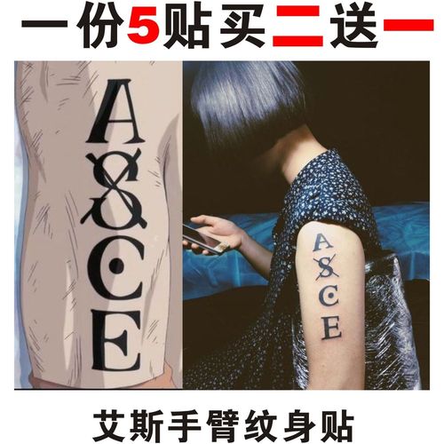向南 动漫海贼王艾斯手臂纹身贴 卡通花臂 仿真刺青 防水持久包邮