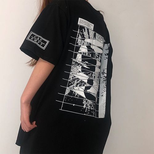 life cavempt unproductive t 20/aw新袖标迷幻印花宽松短袖t恤男
