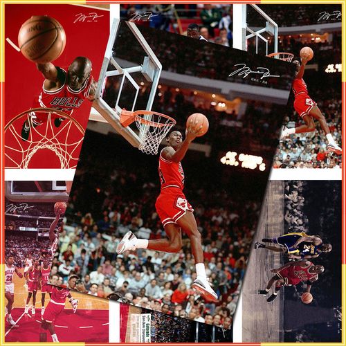 nba乔丹海报签名照新款超大正版自粘墙贴墙纸房间挂画写真明信片