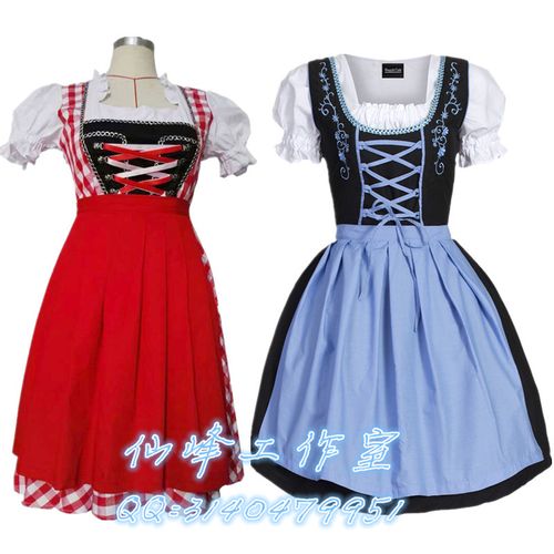 德国慕尼黑啤酒节服装女 巴伐利亚传统服饰 啤酒妹