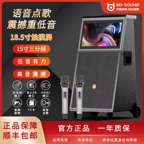 贝德视界1836户外三分频k歌直播声卡音响家用带显示屏广场舞音箱