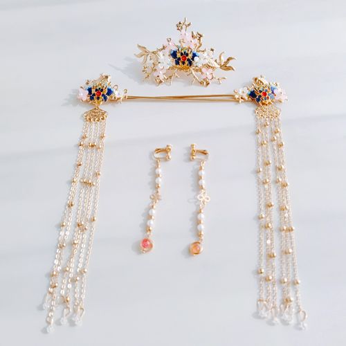 古风汉服 儿童发夹女童公主套装头饰中国风 古装流苏演出发冠皇冠