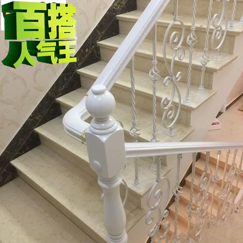 现2货供应实木铁艺楼梯栏杆飘窗橡胶木扶手弯头 铁艺小柱 扶手接