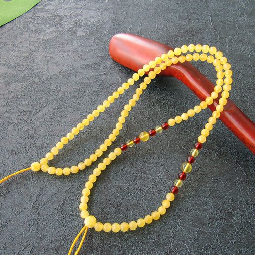 纯天然鸡油黄蜜蜡珠子配链原矿琥珀原石无优化密蜡吊坠链子挂链绳