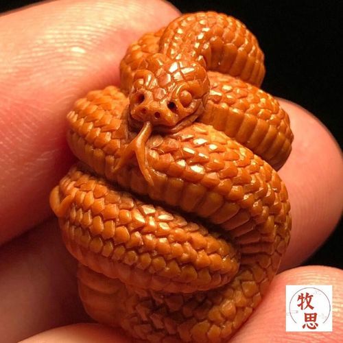 【新年礼物】牧思 橄榄核雕刻 蛇单籽 单核苏工名家纯手工 蟒蛇长虫