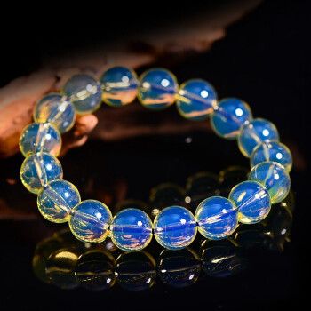 钟秀蜜蜡手串墨西哥蓝珀手串圆珠单圈手链净水蓝蜜蜡手链多米蓝女生日