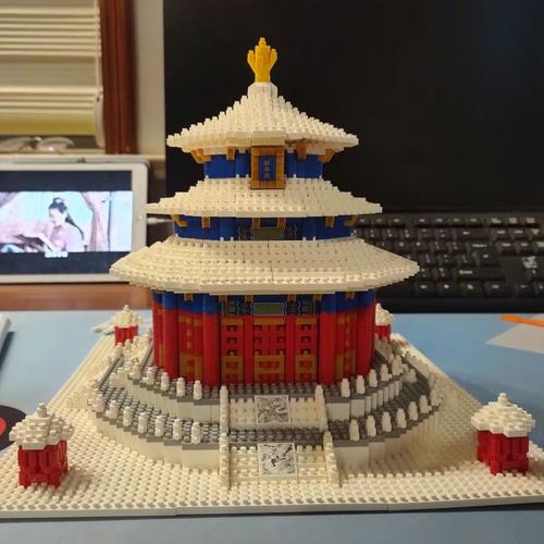 中国古建筑积木故宫黄鹤楼天坛古风系列智力拼装积木大号高难度