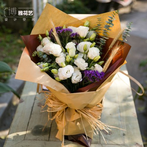 桔梗绣球海芋自然风混搭小清新花束杭州同城鲜花速递花店生日送花
