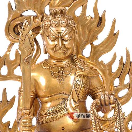 正品静悟阁 纯铜不动明王菩萨尊佛铜器佛像摆件镇宅属鸡守护神大