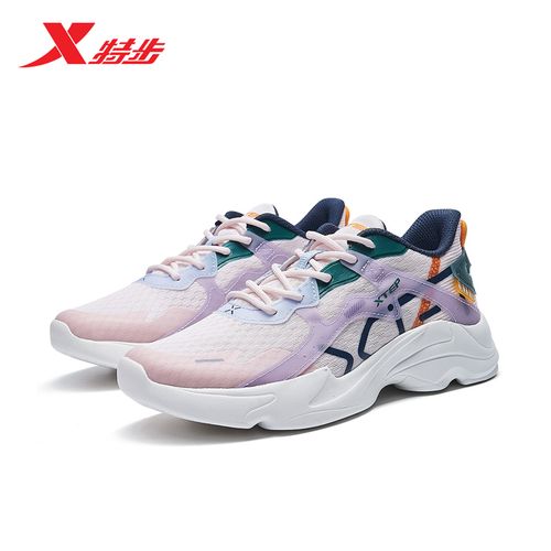 特步女鞋老爹鞋女夏季薄款2021新款跑步透气运动鞋女