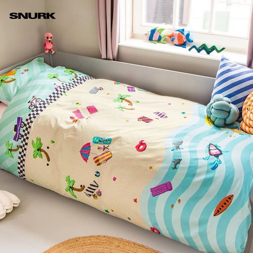 snurk粘土沙滩有机棉纯棉儿童床上用品三件套卡通被套幼儿园夏季