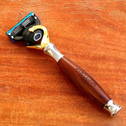 刮胡刀手动男士德国.剃须刀男手刮5层刀片老式防刮伤红木柄刮脸刀