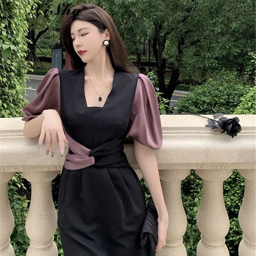 xisha时尚轻奢女装法式名媛气质连衣裙女夏新款大码微胖复古收臀裙