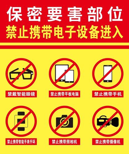 禁止携带电子设备进入涉密保密场所标识标志警示牌墙挂图海报印制