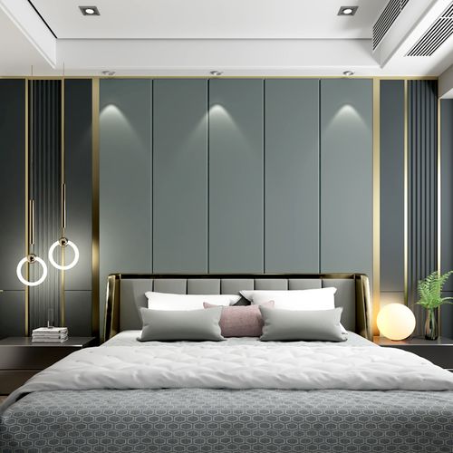 主卧室硬包背景墙沙发客厅卧室床电视轻奢简约现代软包定制护墙板