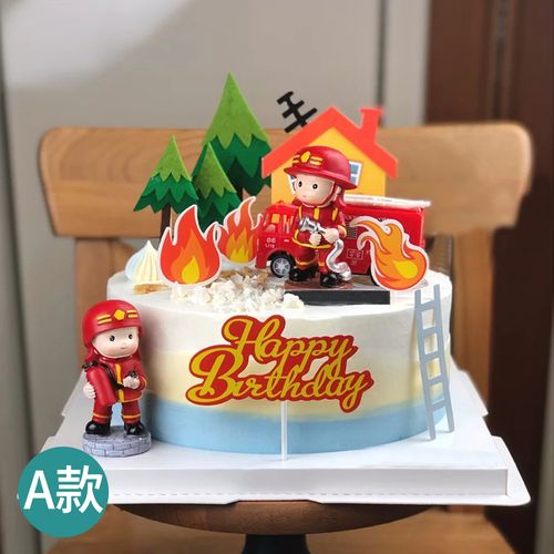 消防车生日蛋糕网红创意定制消防员蛋糕儿童男孩全国同城配送深圳