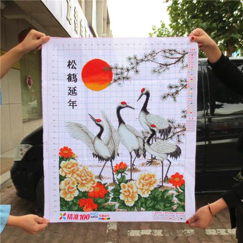 新款纯手工十字绣成品松鹤延年鹤寿年丰竖版客厅挂画已绣好的出售