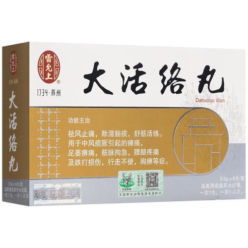 雷允上 大活络丸 3.5g*6丸/盒 祛风止痛行走不便htq