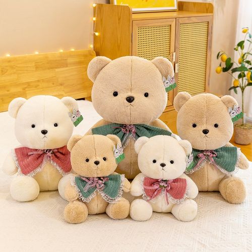 网红新款小熊憨憨公仔流行穿衣蝴蝶结熊玩偶可爱动物毛绒玩具