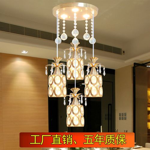 水晶餐厅吊灯现代简约三头餐桌灯圆形客厅卧室饭厅灯创意楼梯灯具