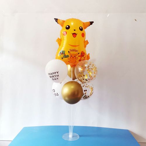 皮卡丘比卡丘男女宝贝周岁生日场景酒店包间装饰桌飘卡通铝膜气球