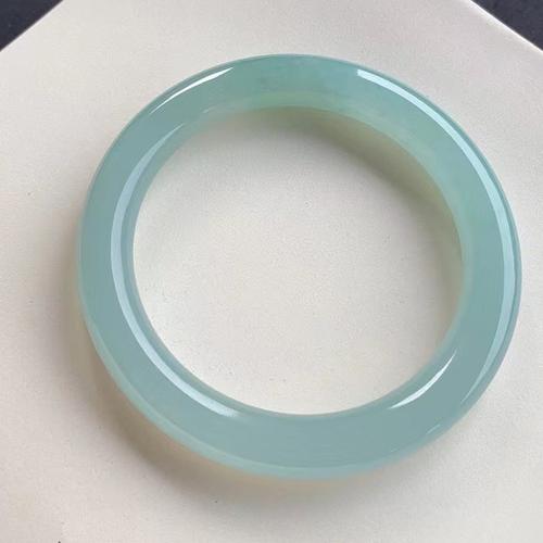 七小匠天然缅甸老坑a货翡翠冰种晴底圆条福镯子翡翠手镯58圈口