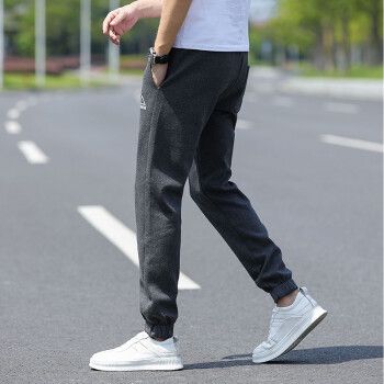 新品松紧腰系带束脚裤男修身运动休闲裤百搭显瘦高弹力抽绳收口缩脚裤