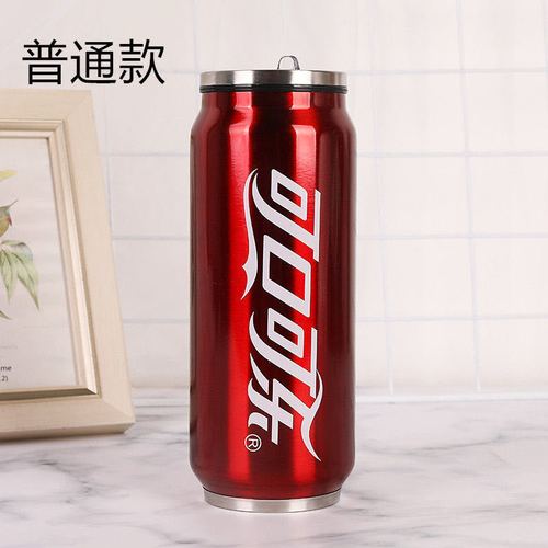 可口可乐同款保温杯可口可乐魔爪同款保温水杯易拉罐吸管刻字杯子儿童