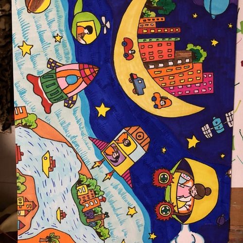 纯手工代画科幻画 手抄报科z普儿童画 消防画代画 代