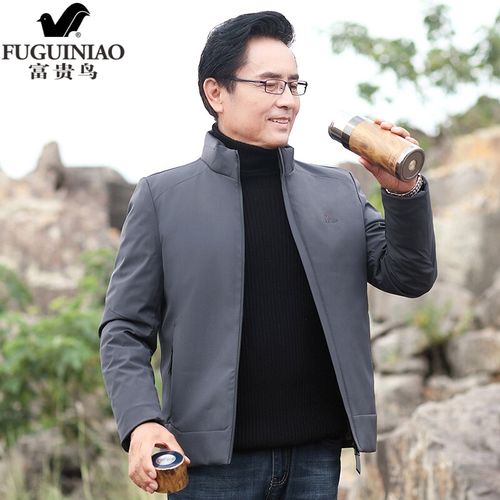 富贵鸟男装爸爸外套薄款男士羽绒服2021中老年冬季40岁50老人休闲上衣