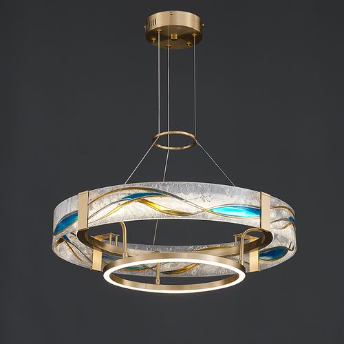 珐琅彩轻奢圆形吊灯客厅吊灯环形餐厅灯设计师风格卧室后现代灯具