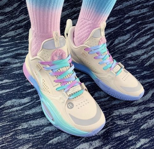 适配lining李宁 全城10 珍珠白棉花糖紫蓝绿渐变鞋带夜光泼墨鞋绳