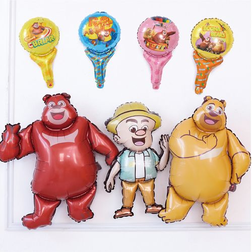 熊出没主题气球儿童生日派对布置卡通熊大熊二光头强铝膜餐桌装饰