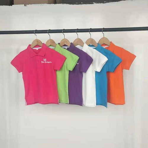 翻领字母t恤短袖polo衫夏款汗衫男童女宝t恤成人速干衣上衣t495