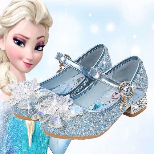 冰雪奇缘公主水晶鞋小女孩春秋款单鞋儿童皮鞋艾莎软底女童演出鞋