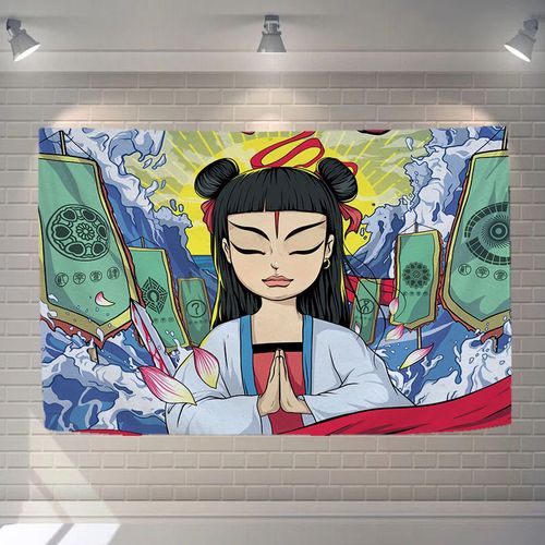 摇滚痛仰乐队酒吧会所个性纹身工作室背景布 网红ins墙饰壁挂布旗