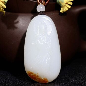 霆轩【已售】霆轩新疆和田玉籽料观音吊坠男款白玉精品挂件苏工雕刻带