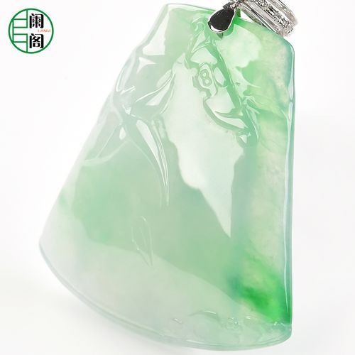 阑阁珠宝m2133翡翠竹节带扣吊坠缅甸a货老坑天然玉冰种淡绿挂坠