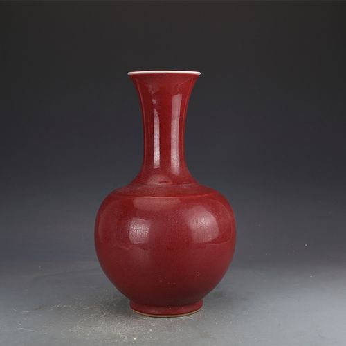 明宣德瓷器祭红釉赏瓶仿古瓷器古董古玩明清老瓷器旧货收藏真品